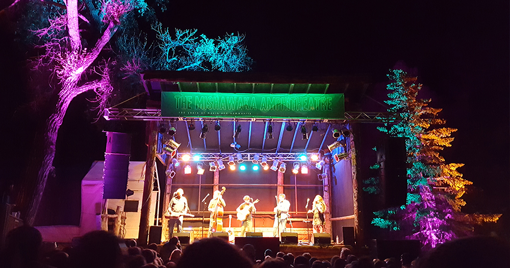A concert plays at the Mishawaka Amphitheatre