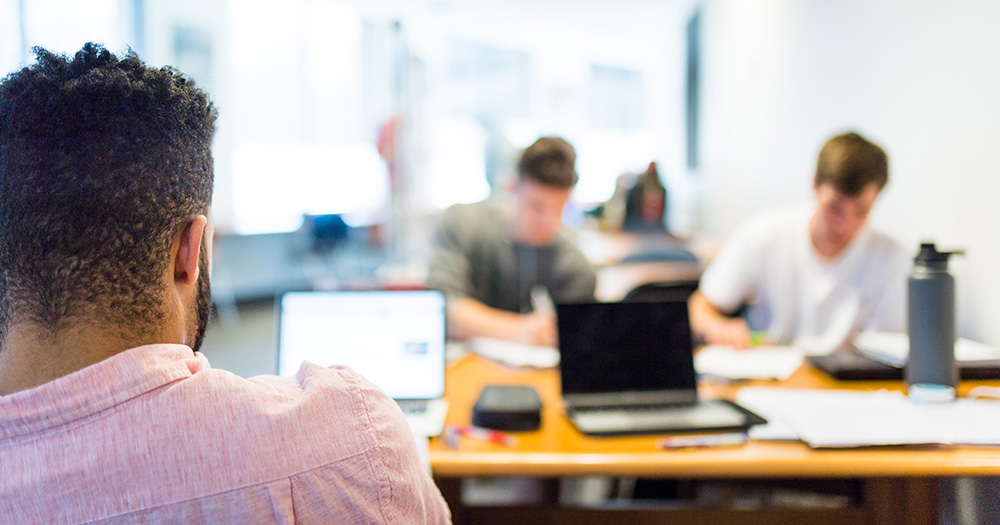 Students studying at table