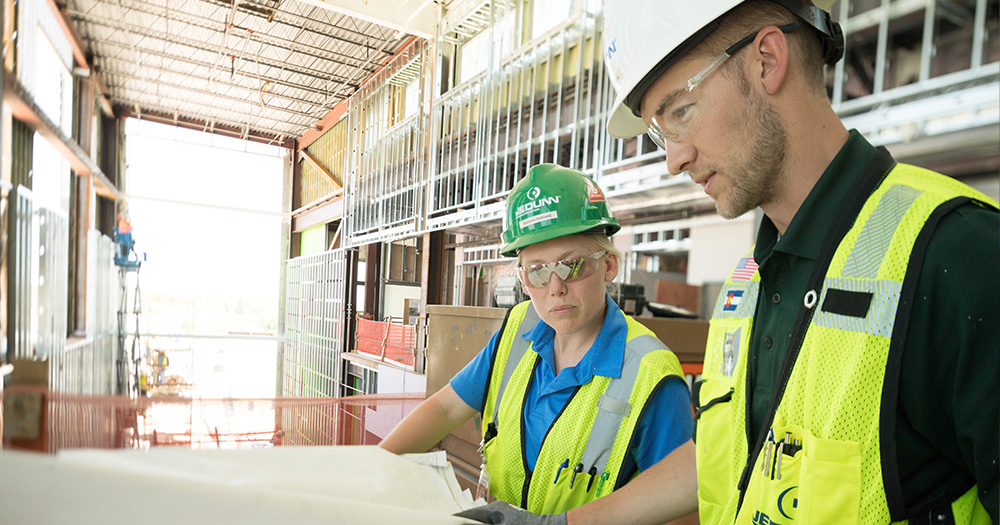 CSU students work on a construction jobsite