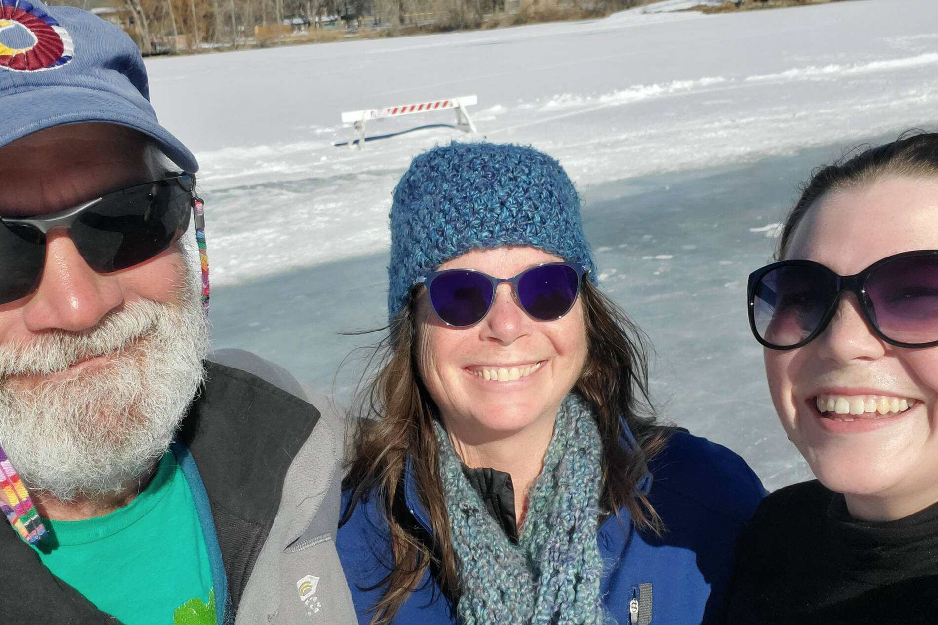 Ice skating on City Park Lake with parents