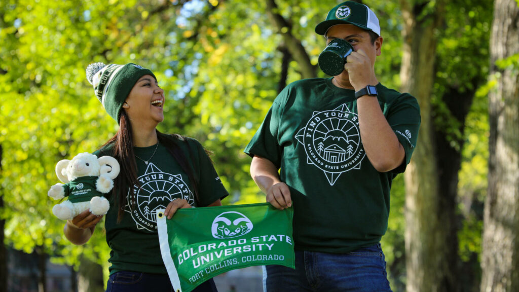 CSU students wearing CSU gear