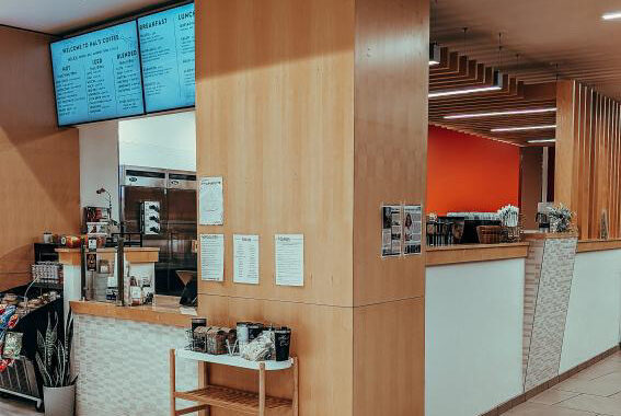 Outside of Hal's Coffee in the Translational Medicine Institute.