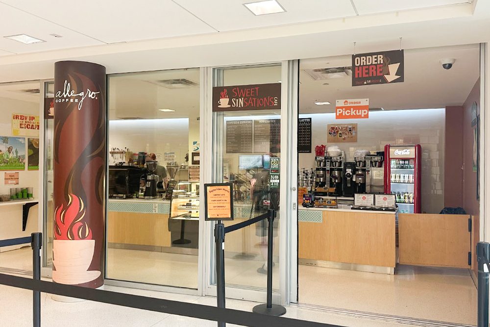 Outside of Sweet Sinsations coffee shop