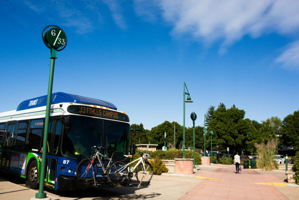 Bus at transit center location in Fort Collins