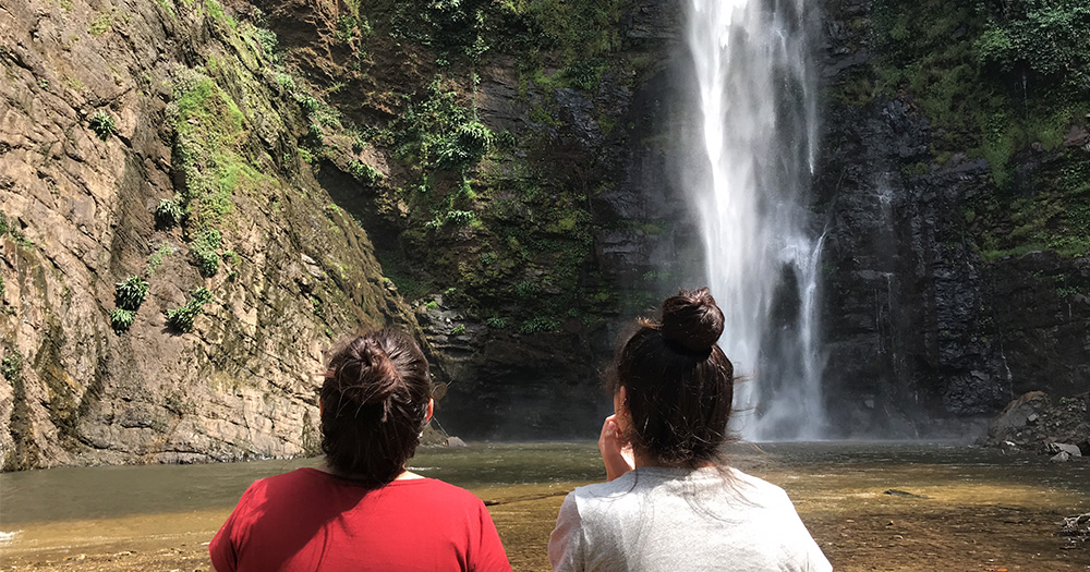 Demi explores waterfalls in Ghana