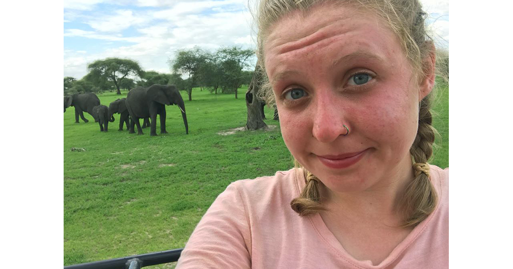 Zoe with elephants in Tanzania