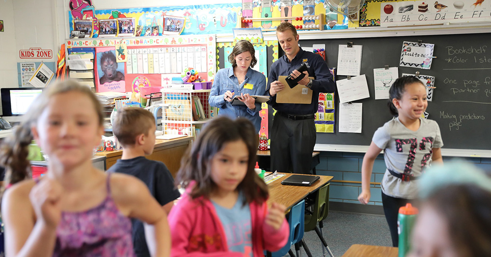 Teaching students run an elementary classroom