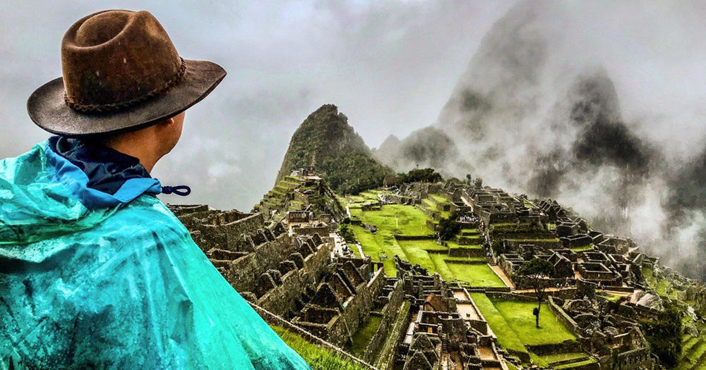 A CSU student on Semester at Sea stands atop Machu Picchu.