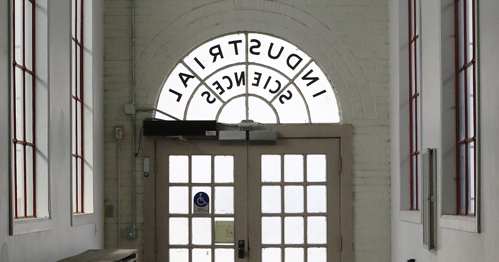 Doorway of Industrial sciences building from the inside