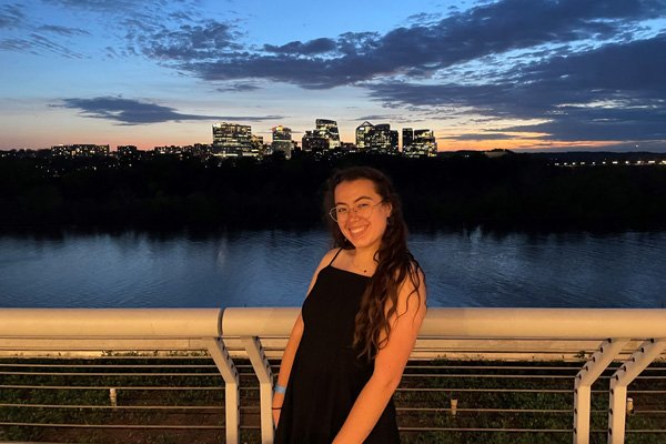 Ames at the Kennedy Center with the skyline in background